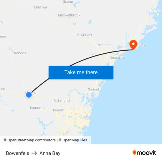 Bowenfels to Anna Bay map