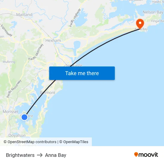 Brightwaters to Anna Bay map