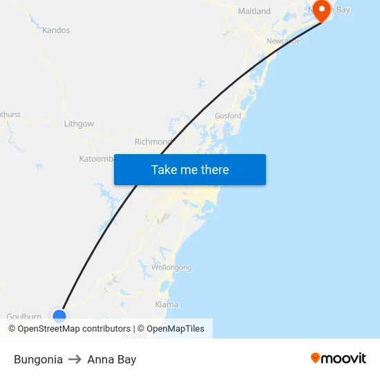 Bungonia to Anna Bay map