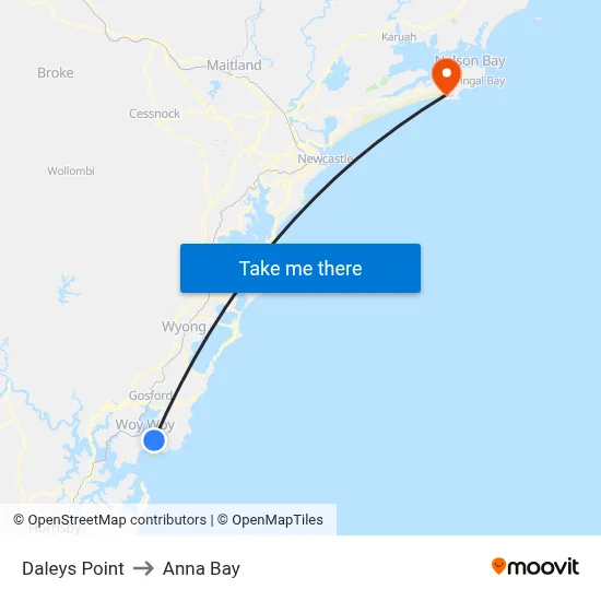 Daleys Point to Anna Bay map