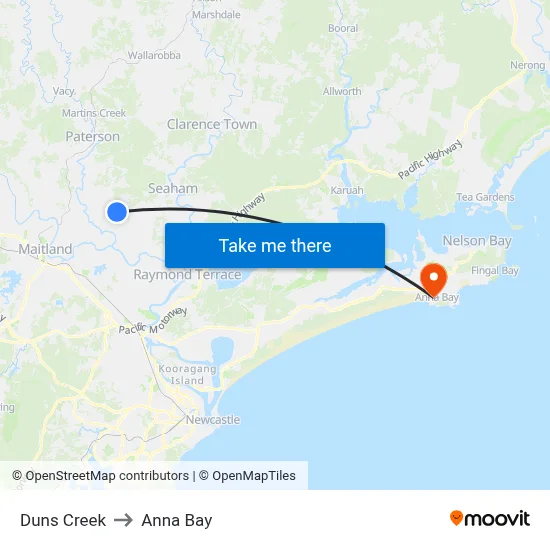 Duns Creek to Anna Bay map