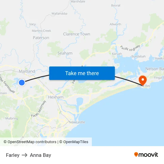 Farley to Anna Bay map