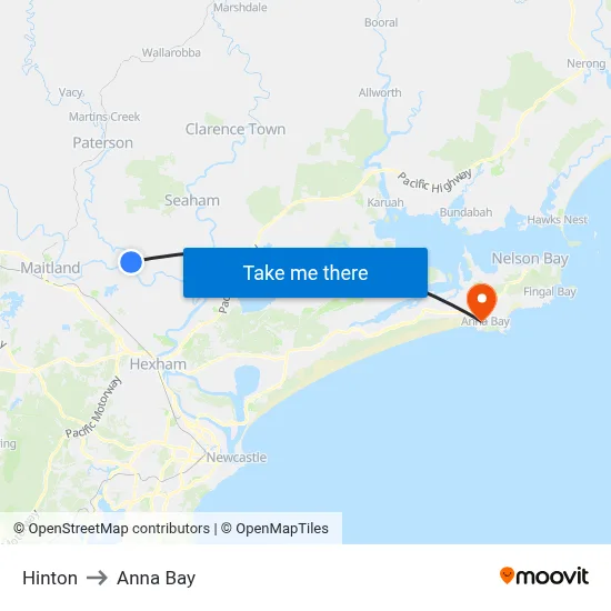 Hinton to Anna Bay map