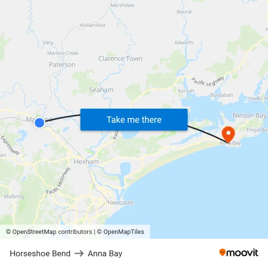 Horseshoe Bend to Anna Bay map
