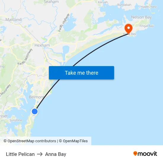 Little Pelican to Anna Bay map