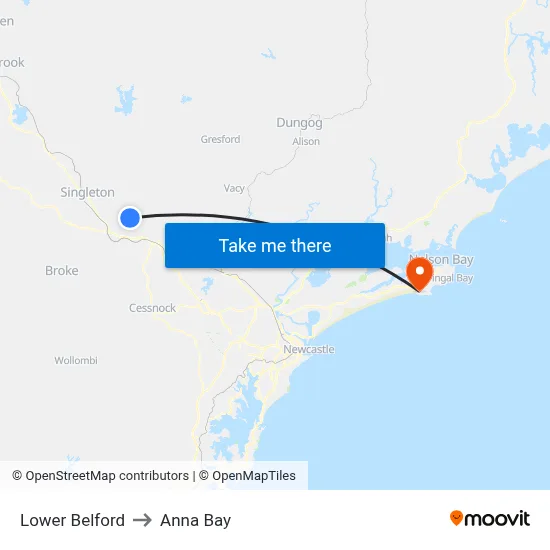 Lower Belford to Anna Bay map