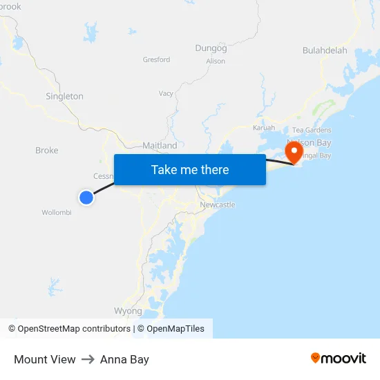 Mount View to Anna Bay map
