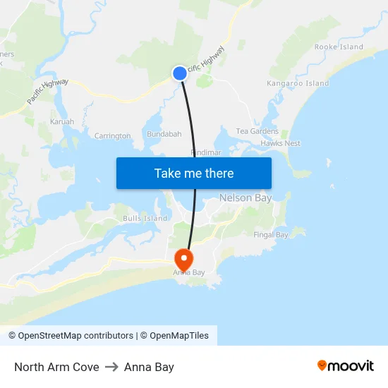 North Arm Cove to Anna Bay map