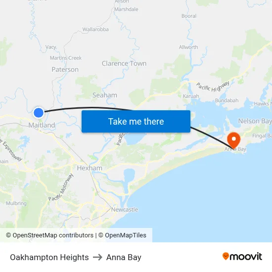 Oakhampton Heights to Anna Bay map