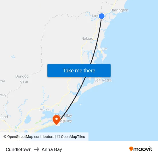 Cundletown to Anna Bay map