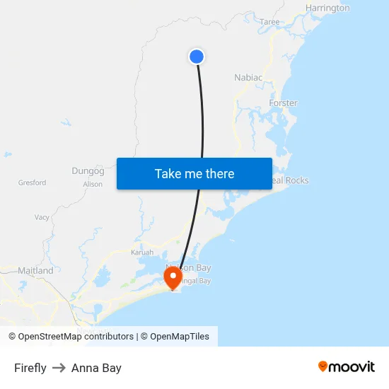 Firefly to Anna Bay map