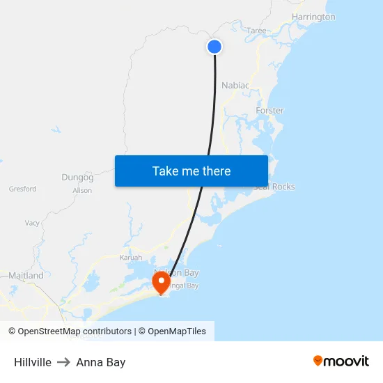 Hillville to Anna Bay map
