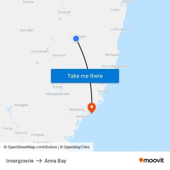 Invergowrie to Anna Bay map