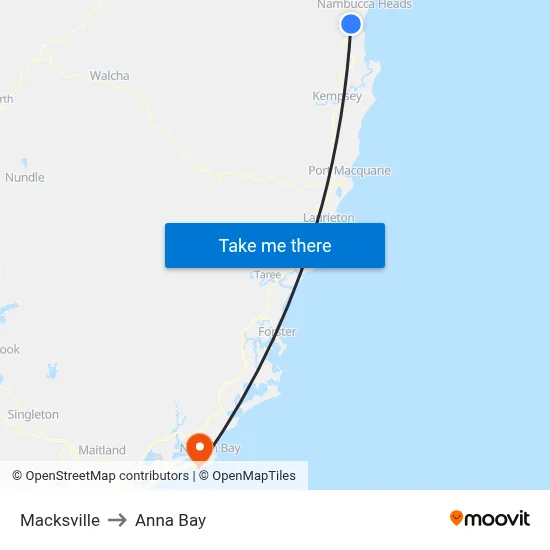 Macksville to Anna Bay map