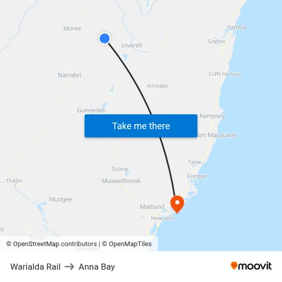 Warialda Rail to Anna Bay map