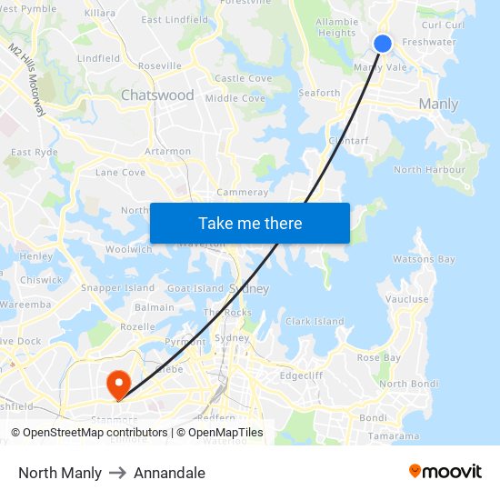 North Manly to Annandale map