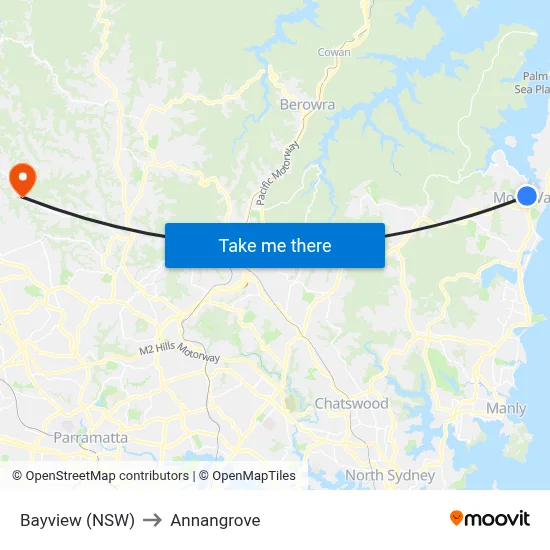 Bayview (NSW) to Annangrove map