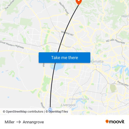 Miller to Annangrove map