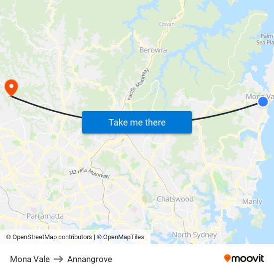 Mona Vale to Annangrove map