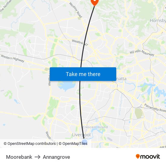 Moorebank to Annangrove map