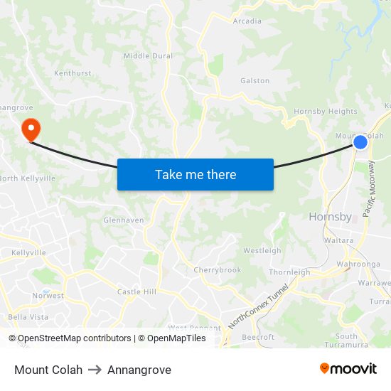 Mount Colah to Annangrove map