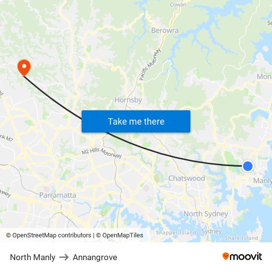 North Manly to Annangrove map