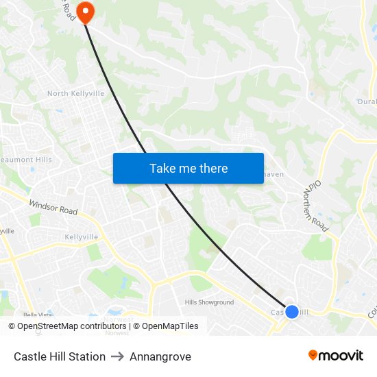 Castle Hill Station to Annangrove map