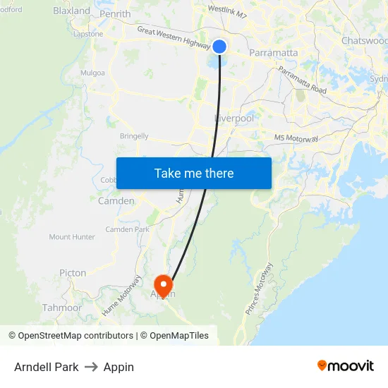 Arndell Park to Appin map