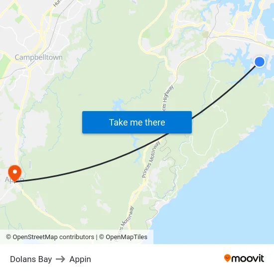 Dolans Bay to Appin map