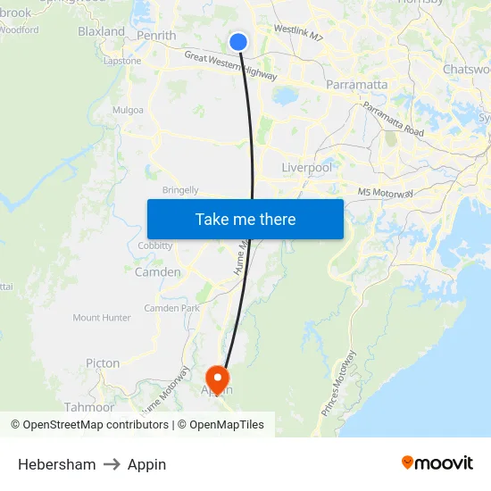 Hebersham to Appin map
