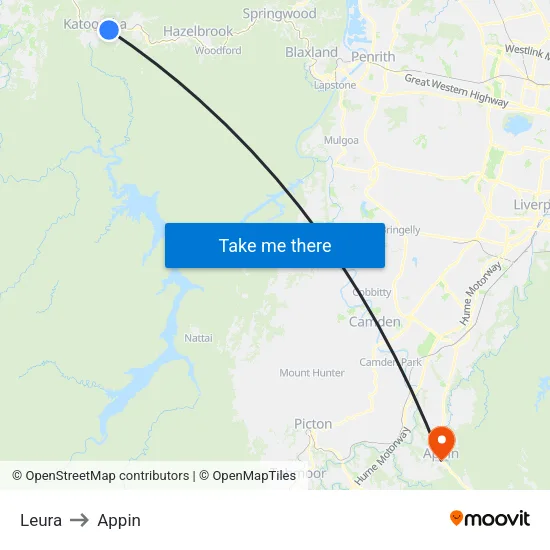 Leura to Appin map