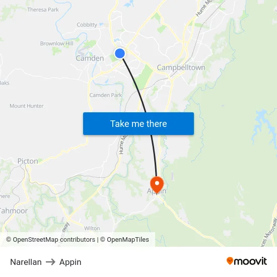 Narellan to Appin map