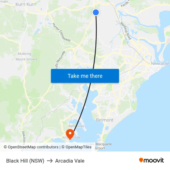 Black Hill (NSW) to Arcadia Vale map