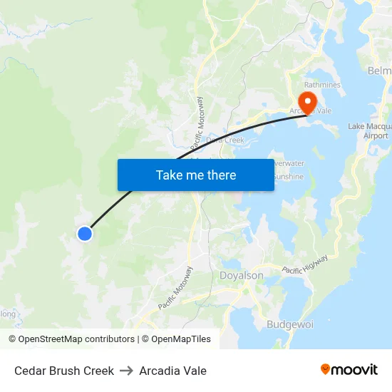 Cedar Brush Creek to Arcadia Vale map