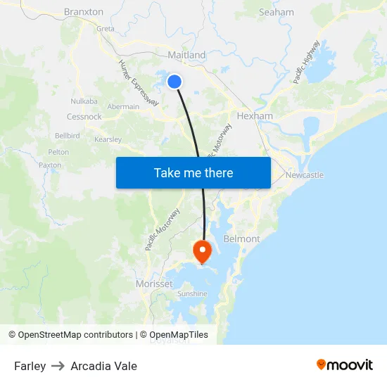 Farley to Arcadia Vale map