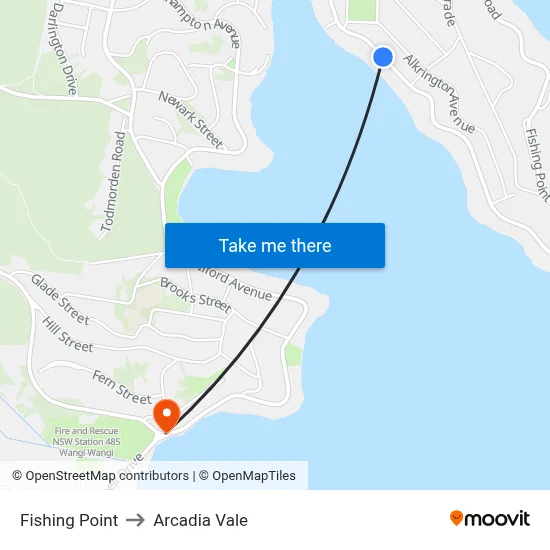 Fishing Point to Arcadia Vale map
