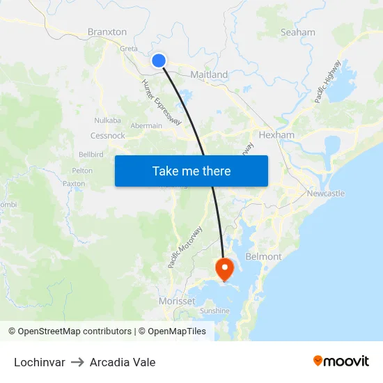 Lochinvar to Arcadia Vale map