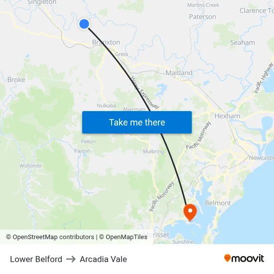 Lower Belford to Arcadia Vale map