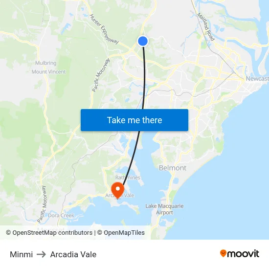 Minmi to Arcadia Vale map