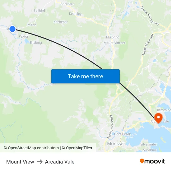 Mount View to Arcadia Vale map