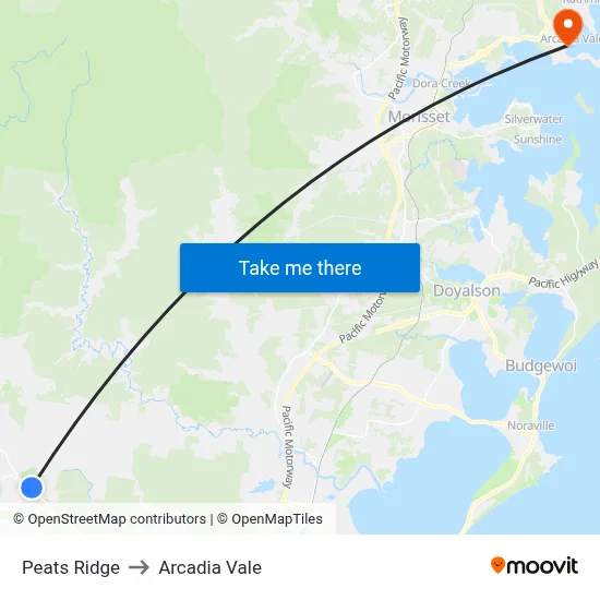 Peats Ridge to Arcadia Vale map