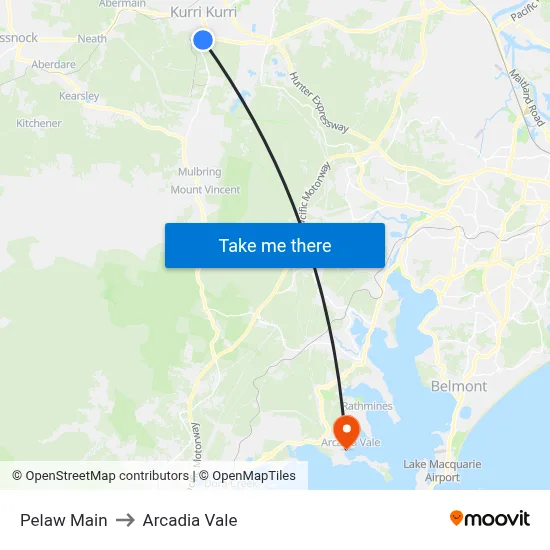 Pelaw Main to Arcadia Vale map