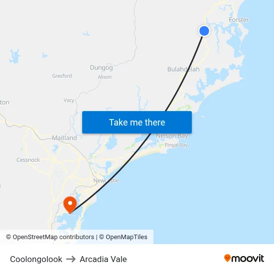 Coolongolook to Arcadia Vale map