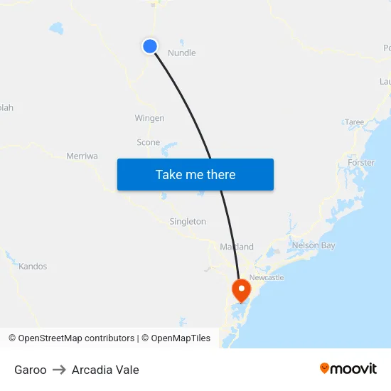 Garoo to Arcadia Vale map