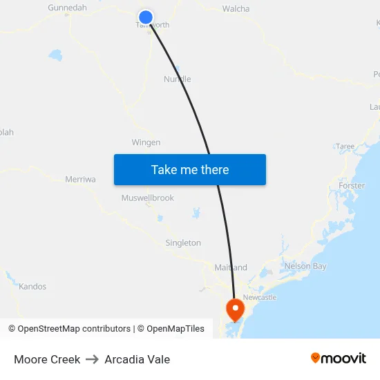 Moore Creek to Arcadia Vale map