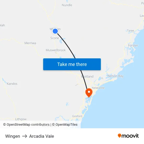 Wingen to Arcadia Vale map