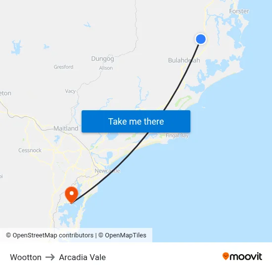 Wootton to Arcadia Vale map