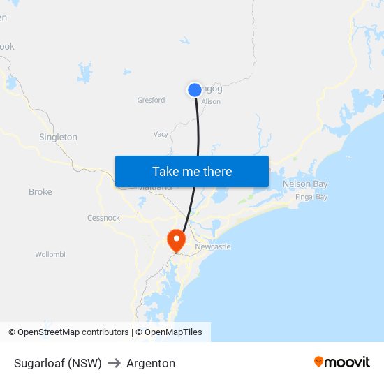 Sugarloaf (NSW) to Argenton map