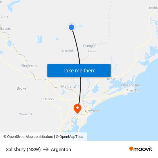 Salisbury (NSW) to Argenton map