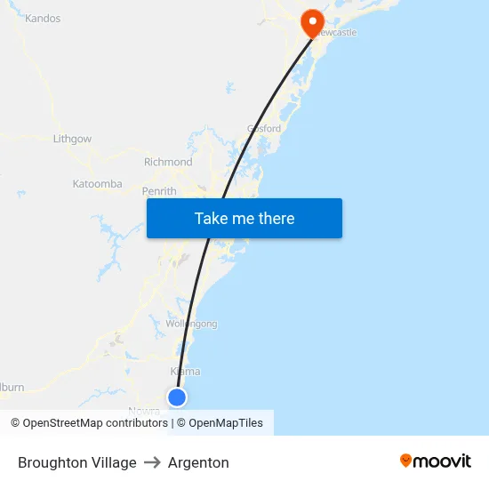 Broughton Village to Argenton map